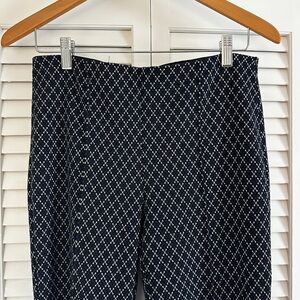 Anthropologie Maeve Navy and White kick flare cropped Pants